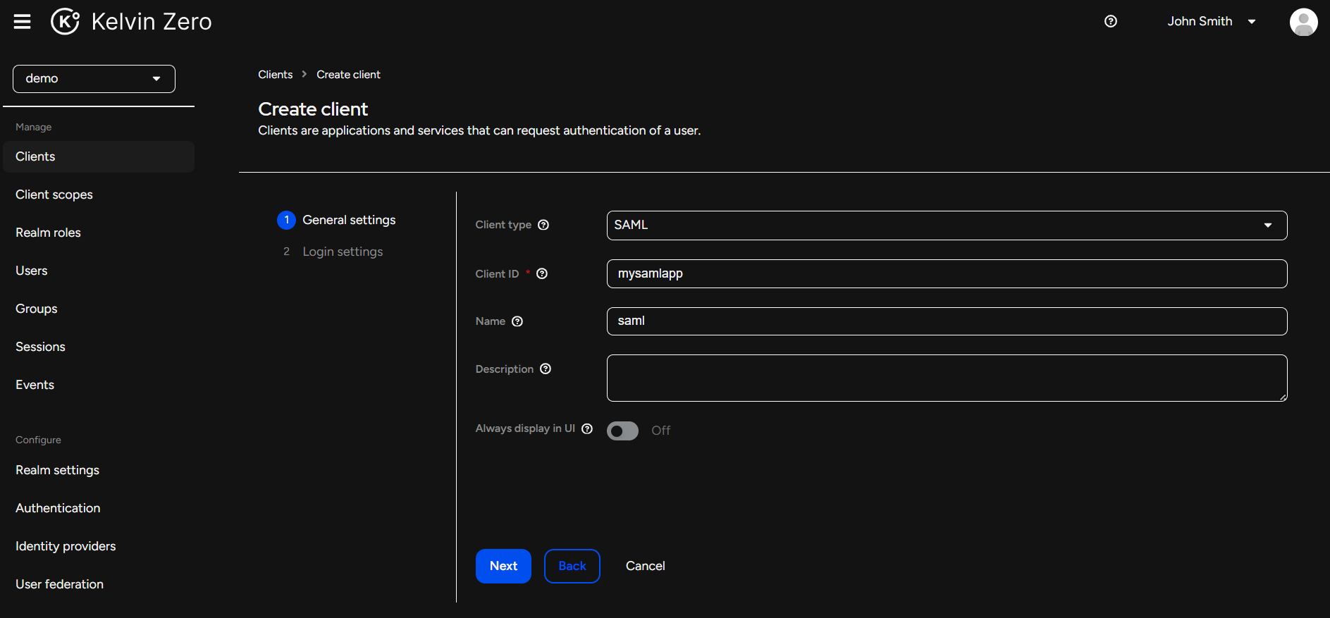 mpas add client saml