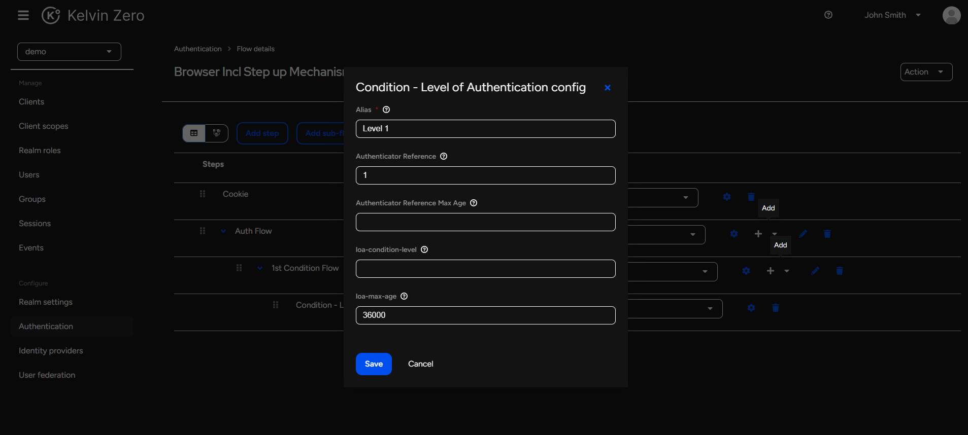 Authentication step up condition 1