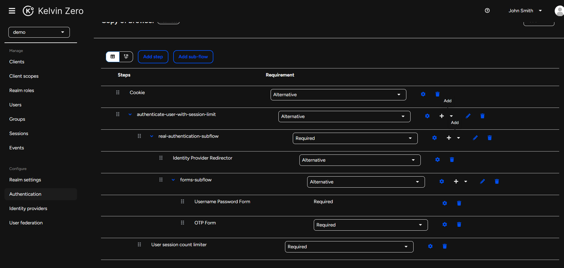 Authentication User Session Limits Browser Flow