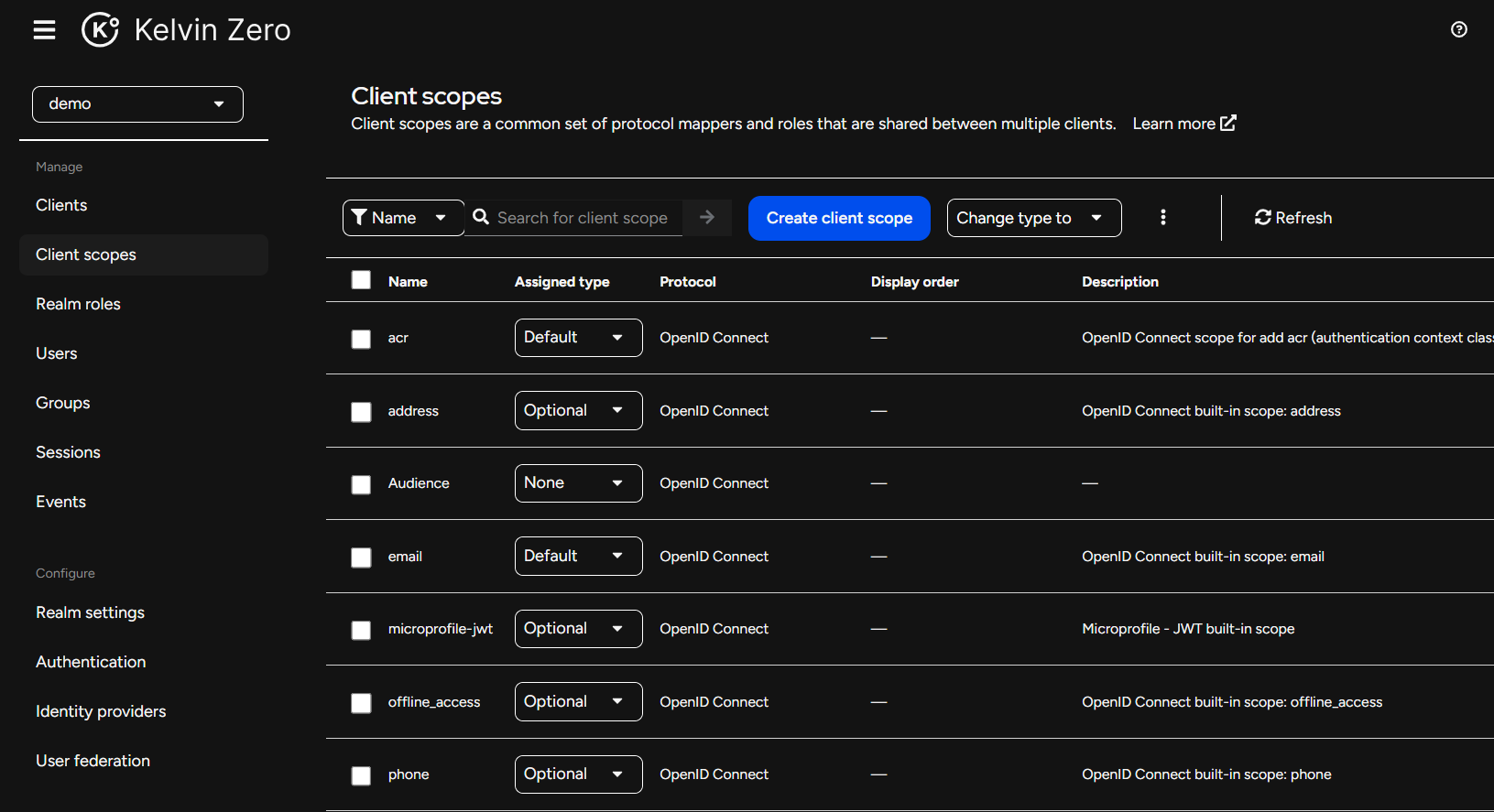 mpas client scopes list