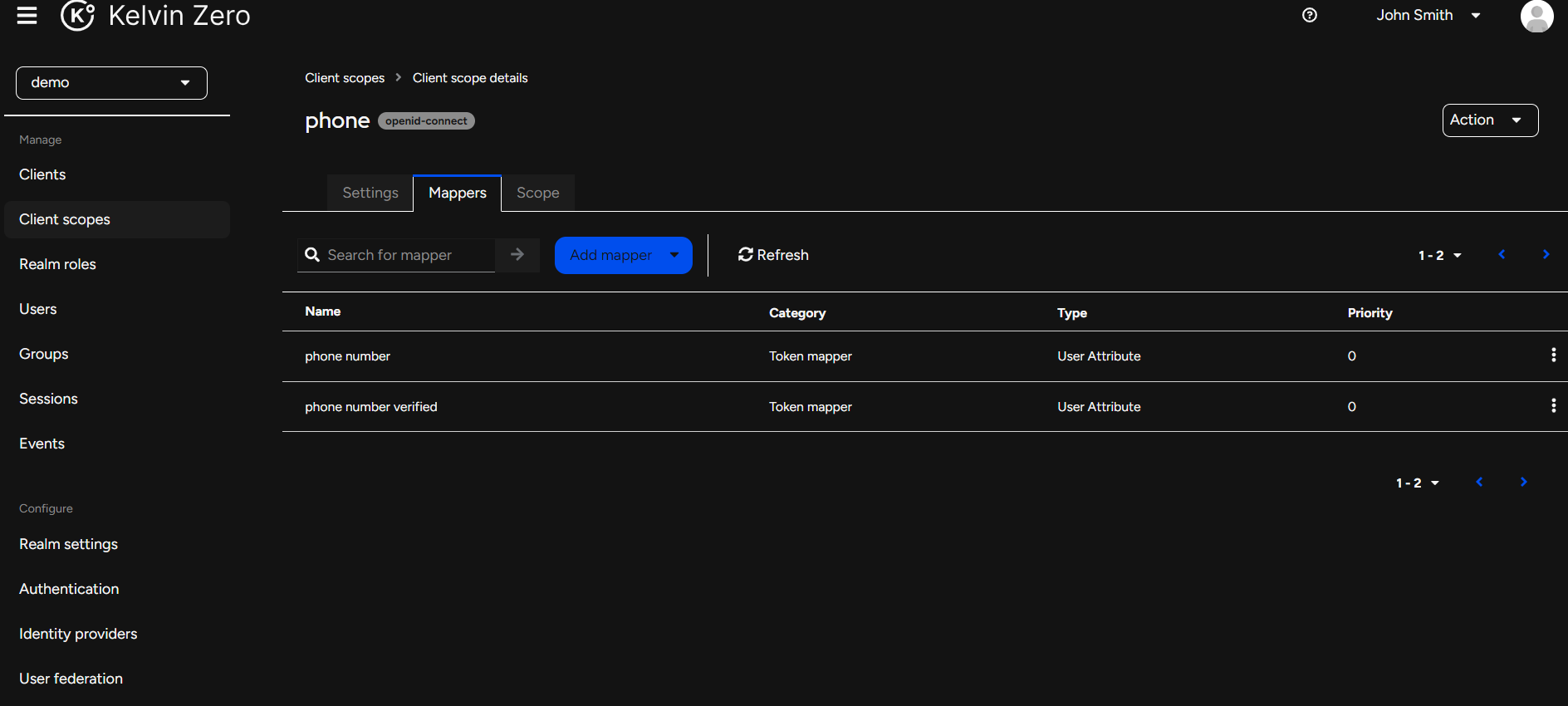 mpas client scopes phone