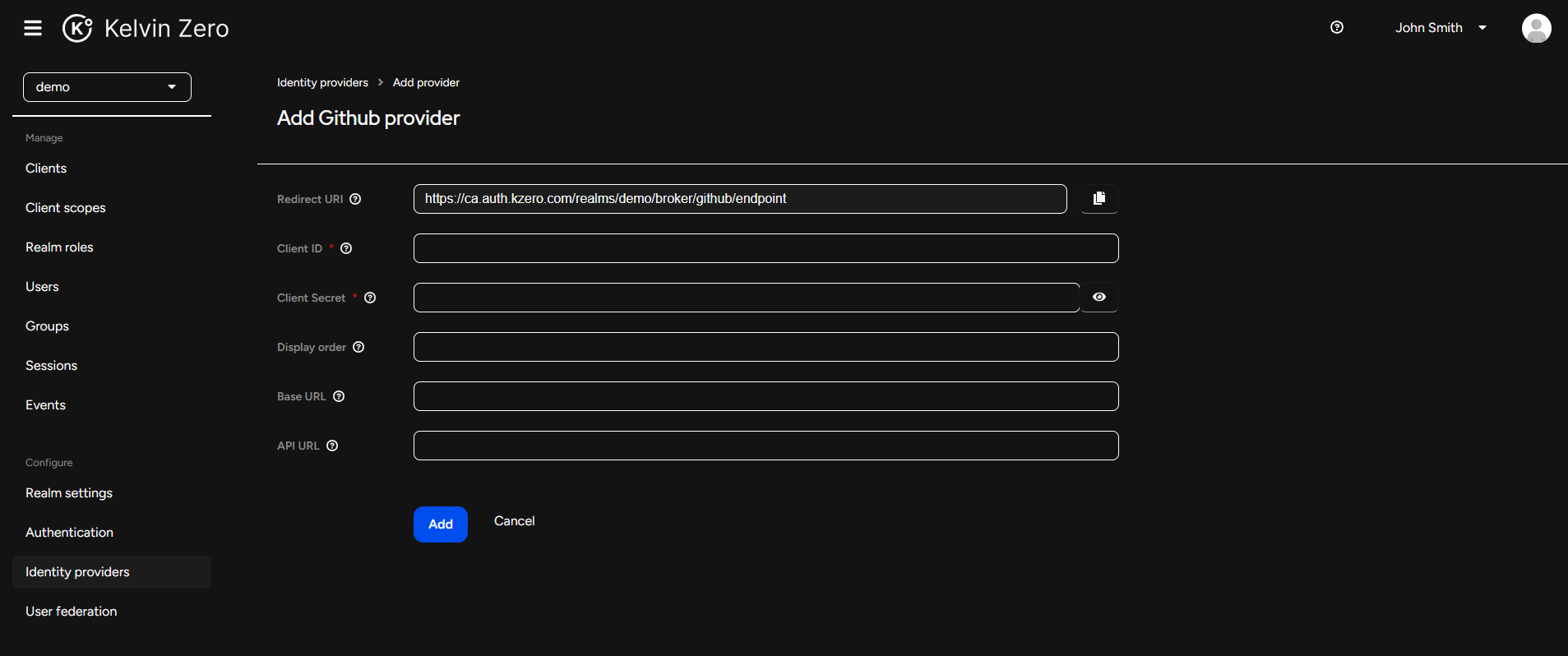 Add Identity Provider