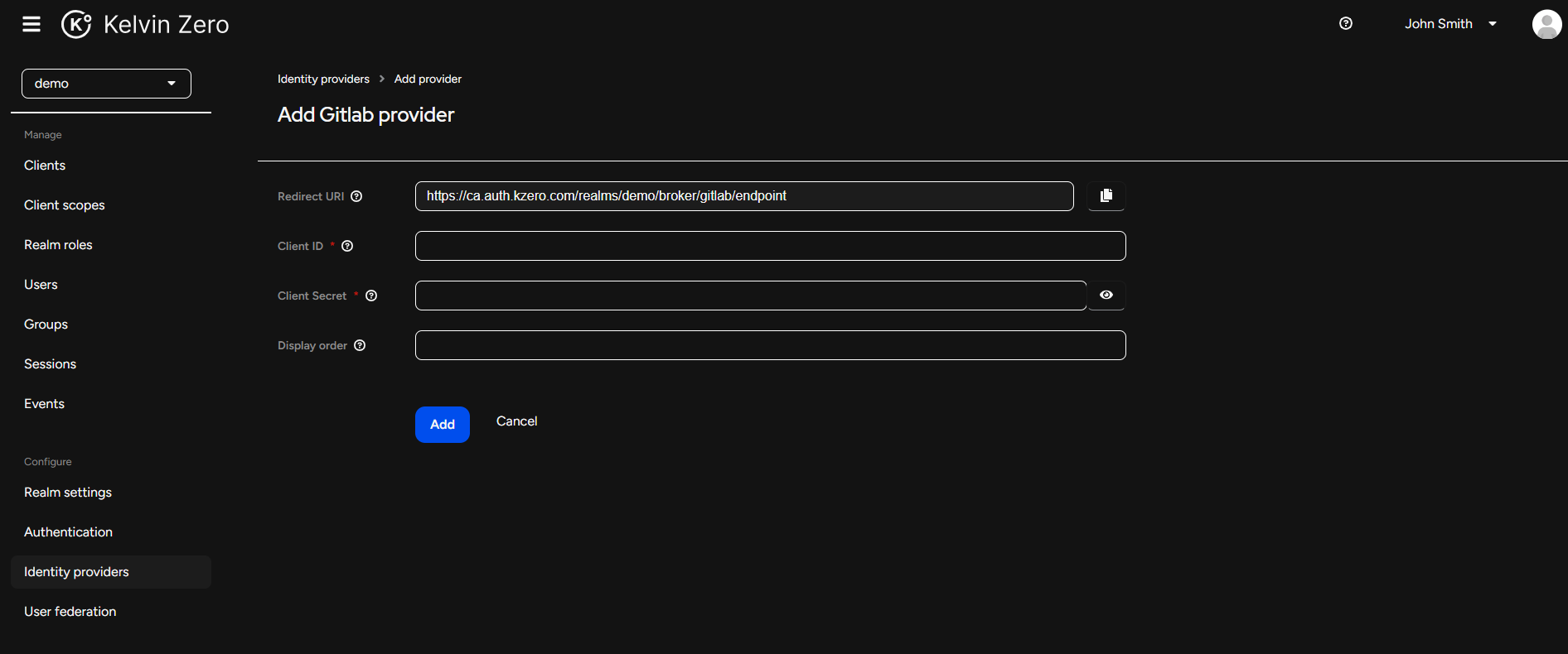 Add Identity Provider