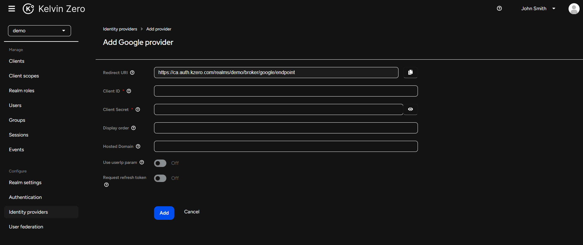 Add Identity Provider