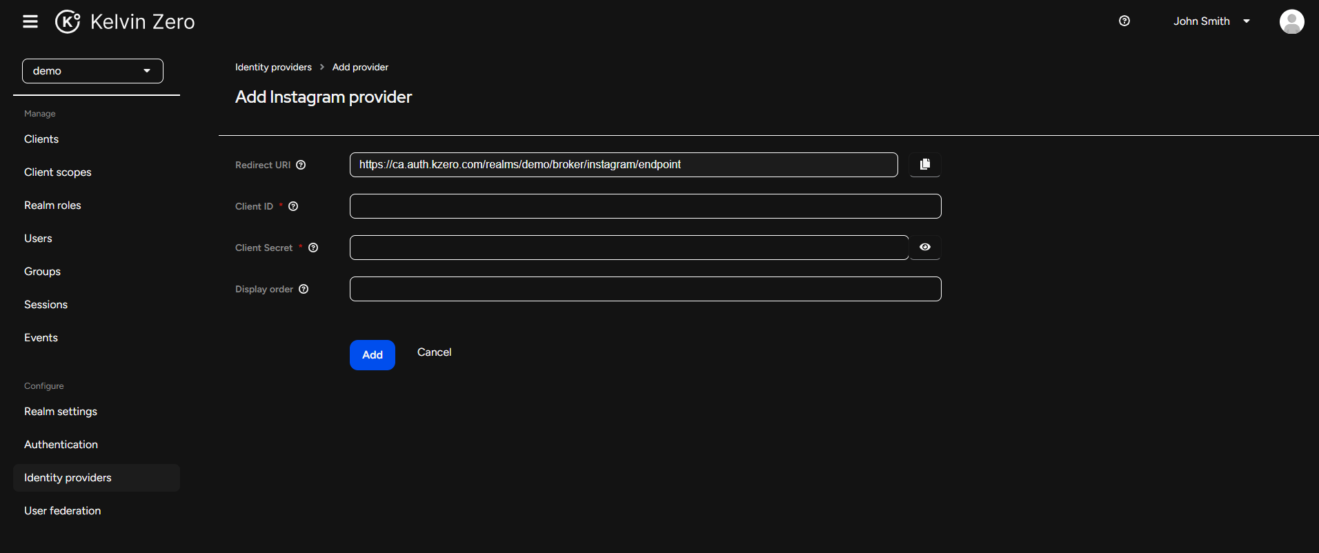 Add Identity Provider