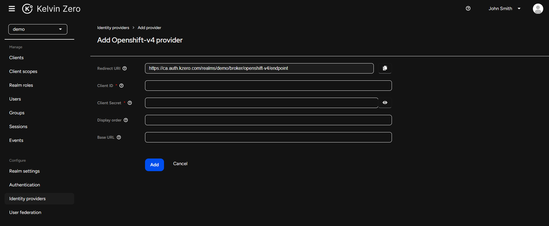 Add Identity Provider