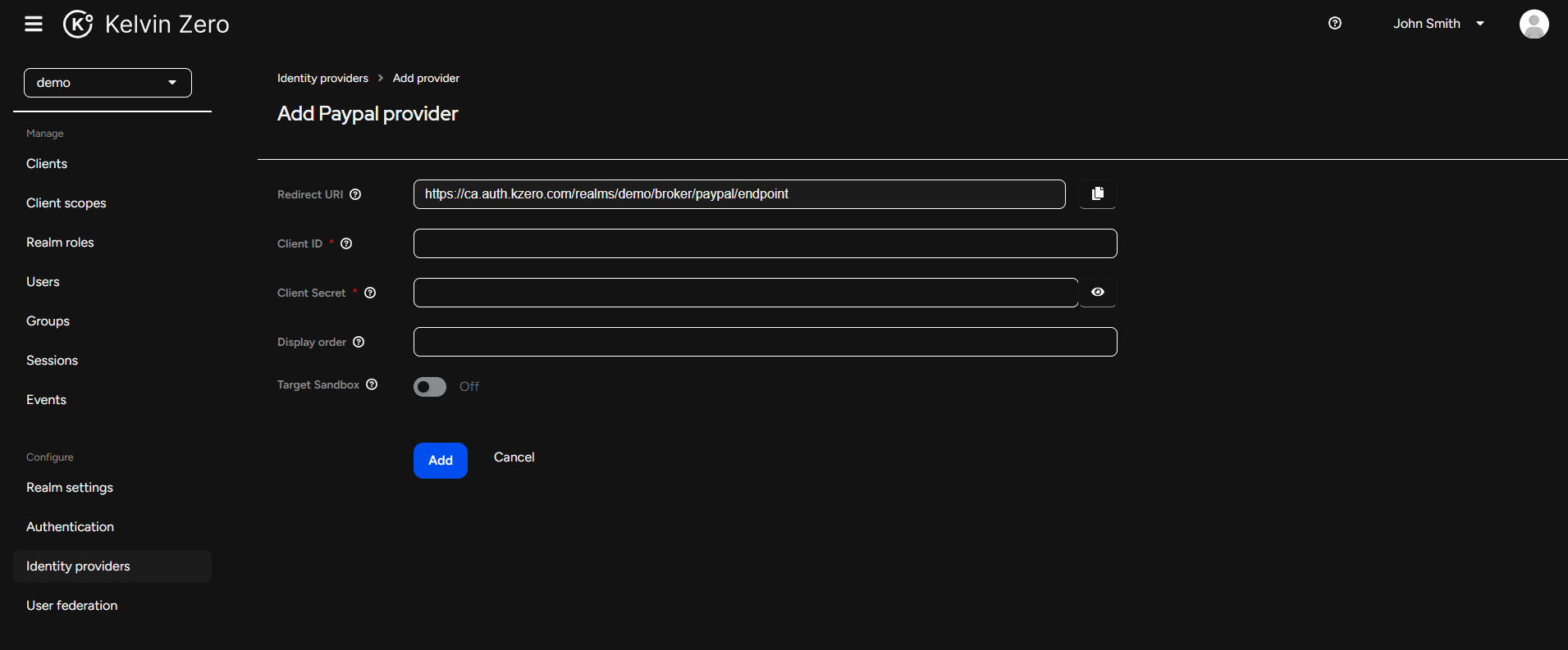 Add Identity Provider