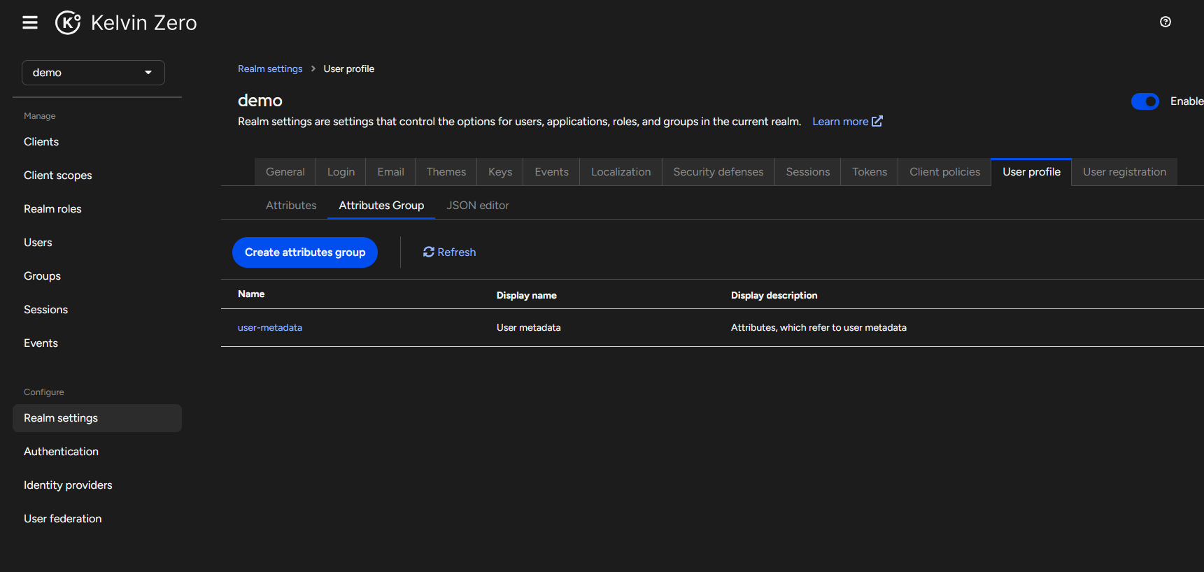mpas user profile attribute group list
