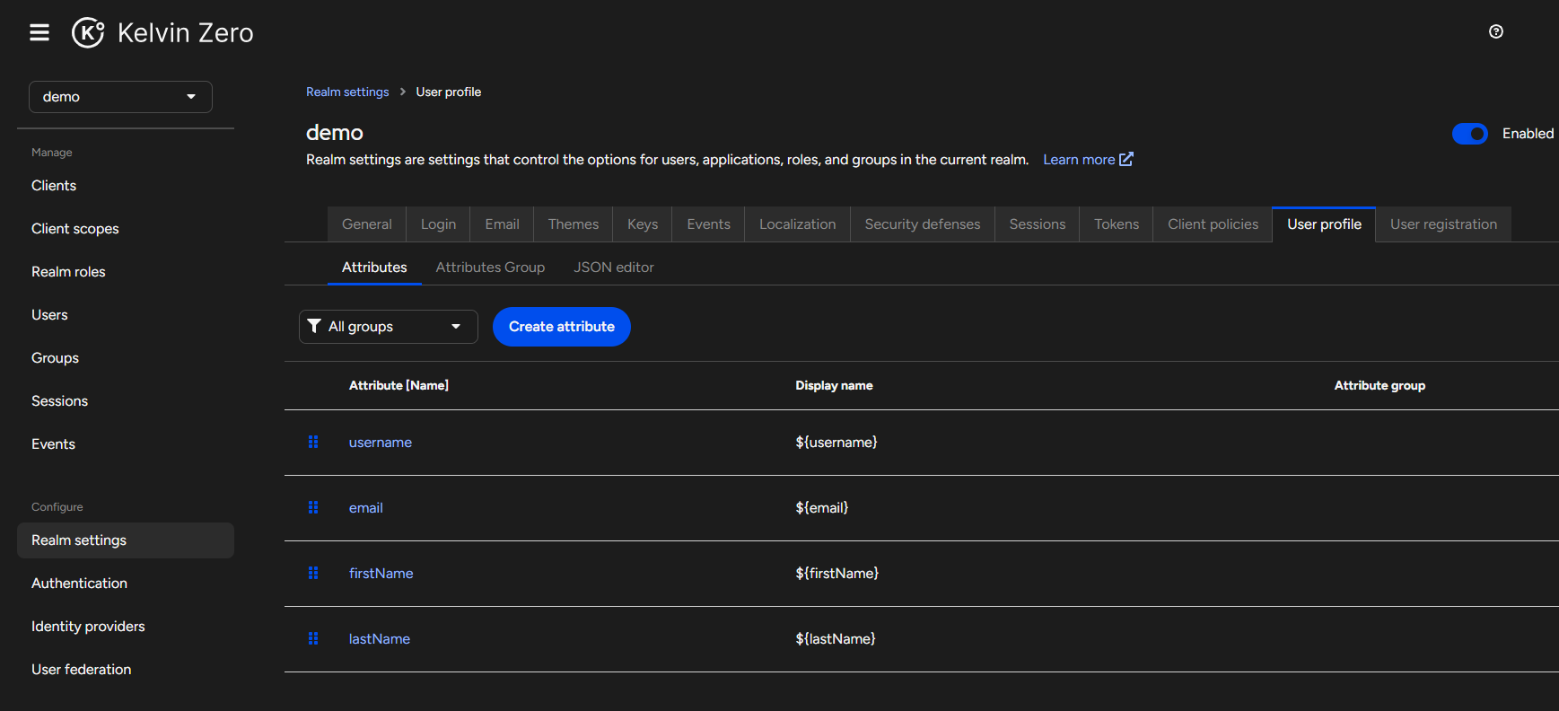 mpas user profile attribute list order