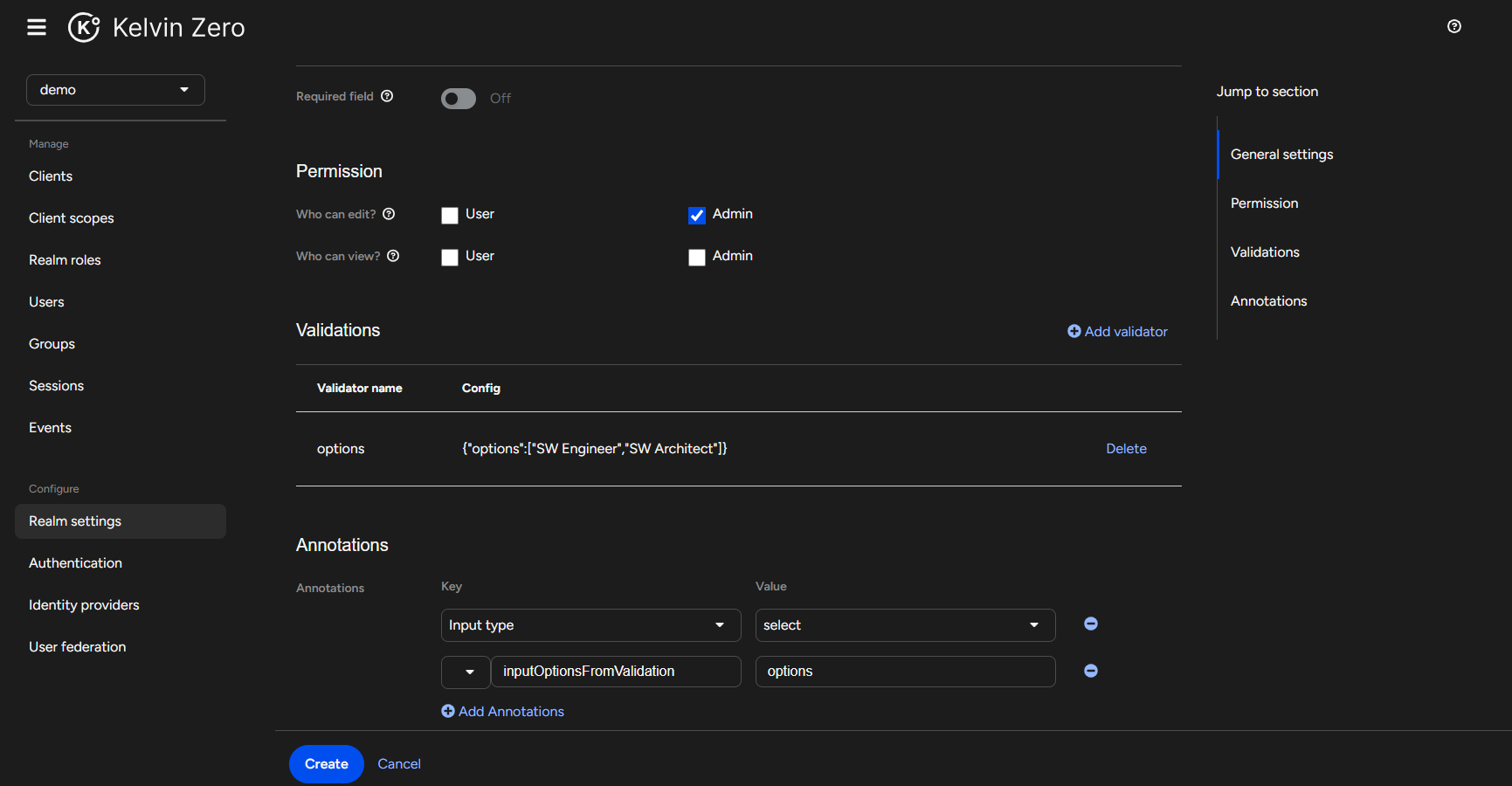 mpas user profile select options custom validator